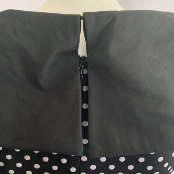 Joseph Ribkoff Black Polka-dot Dress Cap Sleeves Faux Wrap Stretch 8 - Picture 5 of 10